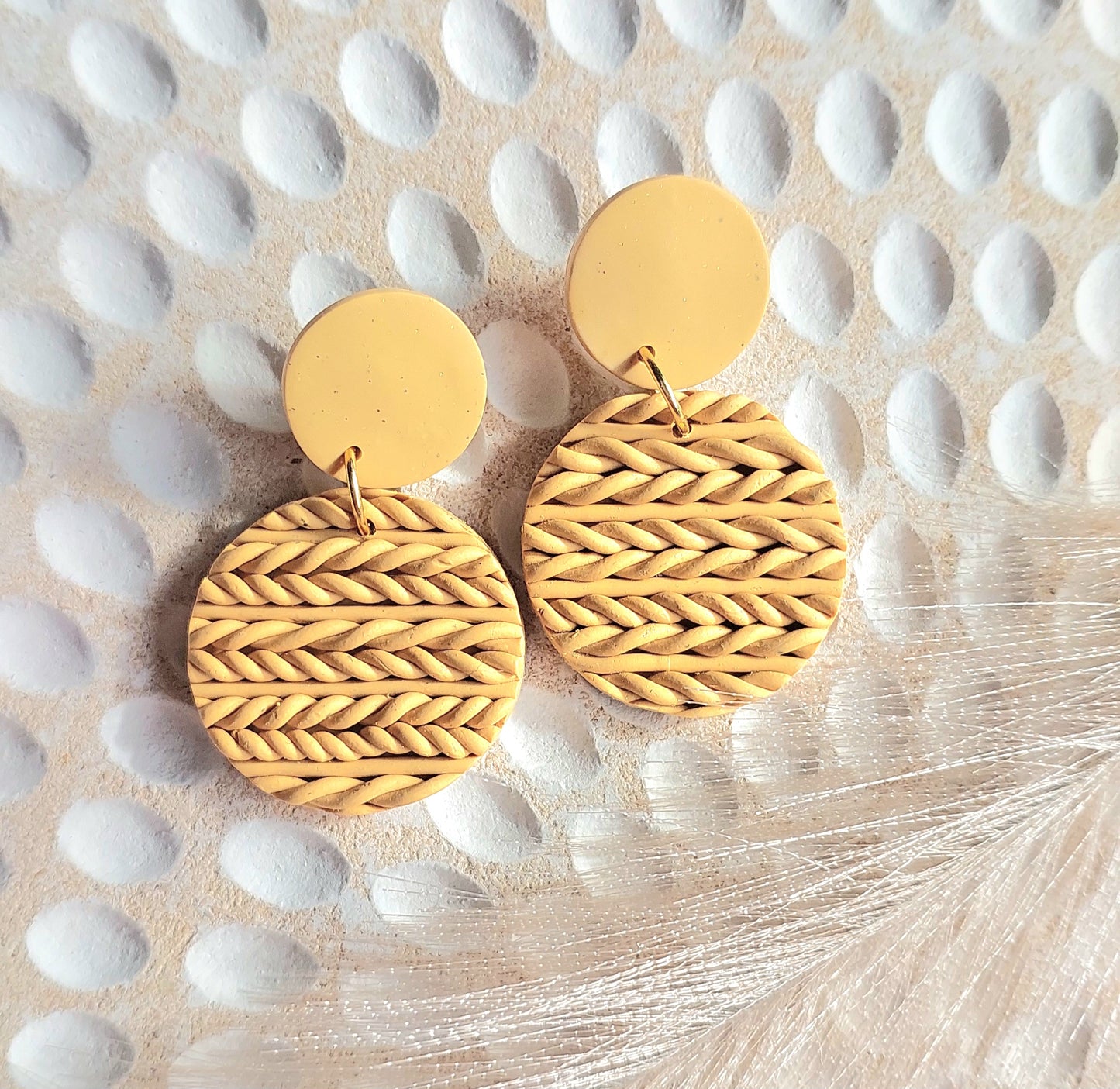Knit texture stud dangles