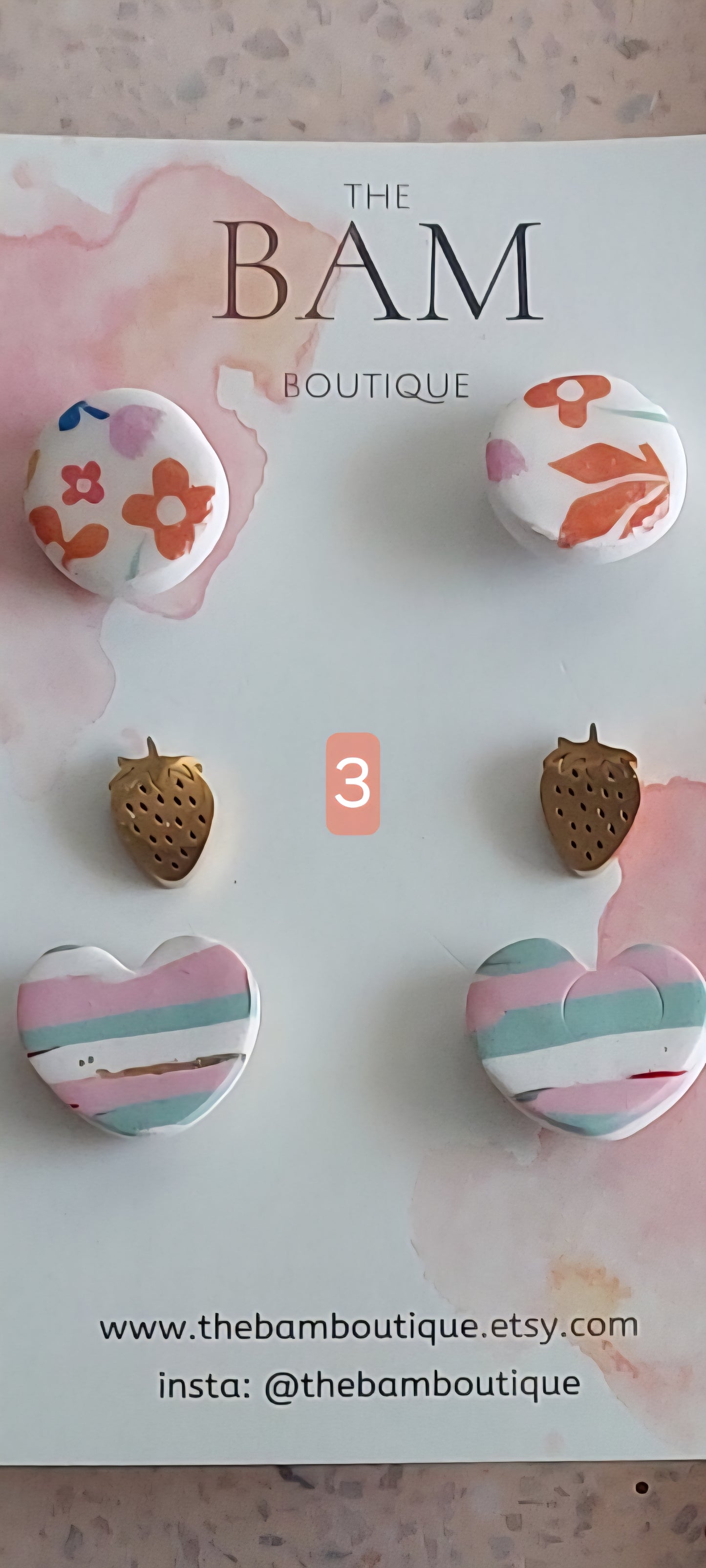 3 pair stud pack. online exclusive with gold strawberry stud.