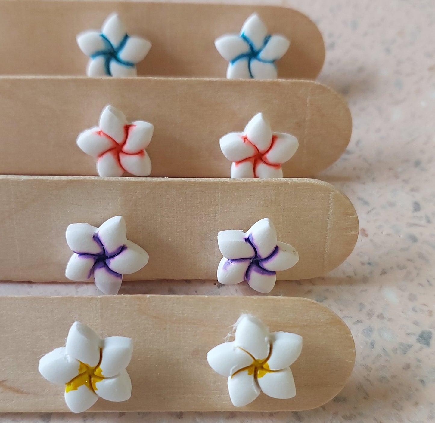 Frangipani flower studs