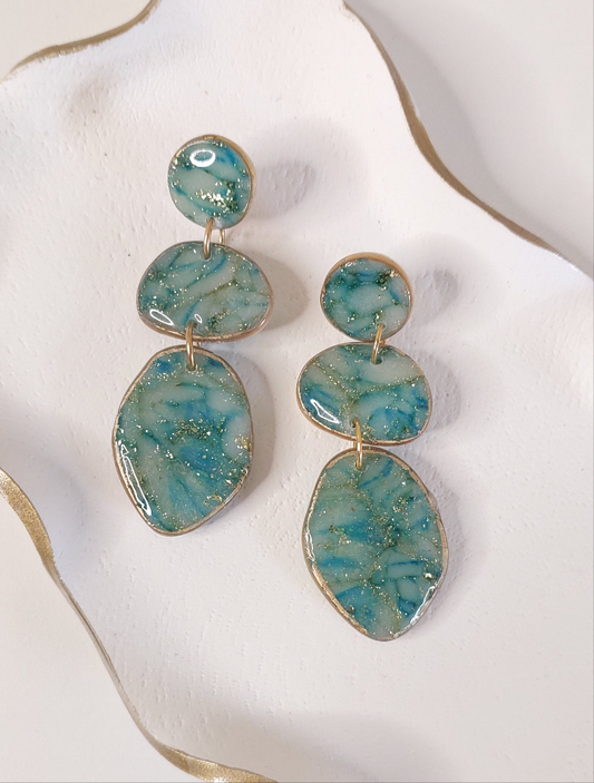 Faux teal agate stud dangle